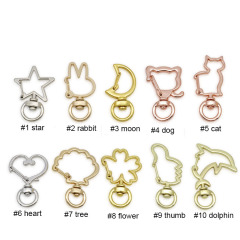 Gold Silver Plated Animal Shaped Lobster Clasp, Gold Swivel Claw Clasps Keyring, Star Heart Moon Clasps Split Key Chain Rings
