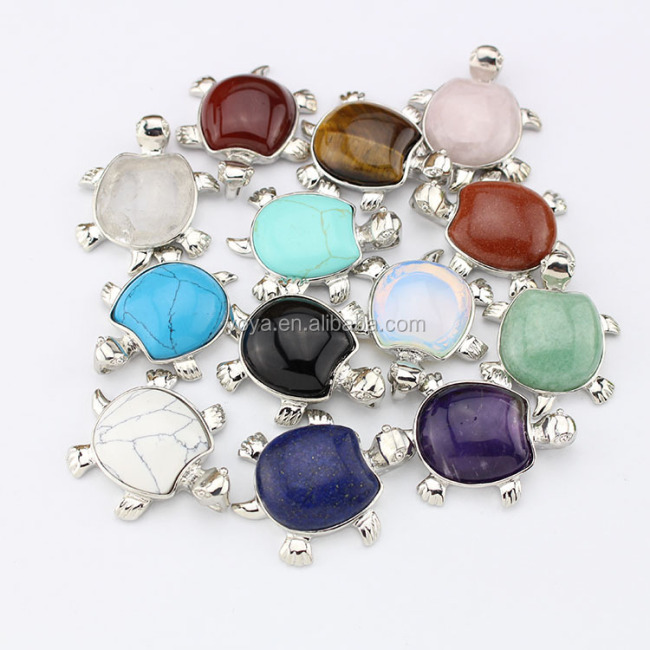 JF6878 lovely colourful gemstone pave tortoise turtle charm pendant