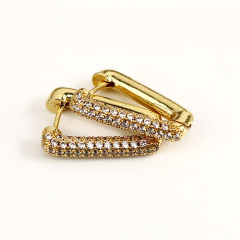 EC1651 New Unique Diamond Crystal CZ micro pave triangle hoop huggie earrings jewelry for women