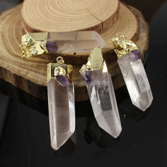 JF6648 Newest Style Clear quartz crystal chakra spike bullet pendant with amethyst
