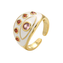 RM1266 New Colorful Enamel Rainbow Evil Eyes Thick Band Positivity Rings,Positive Energy Ring for Ladies