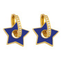 EC1692  Chic Delicate Spring Rainbow Neon Enamel Star Charm CZ Pave Huggies Earrings for Women