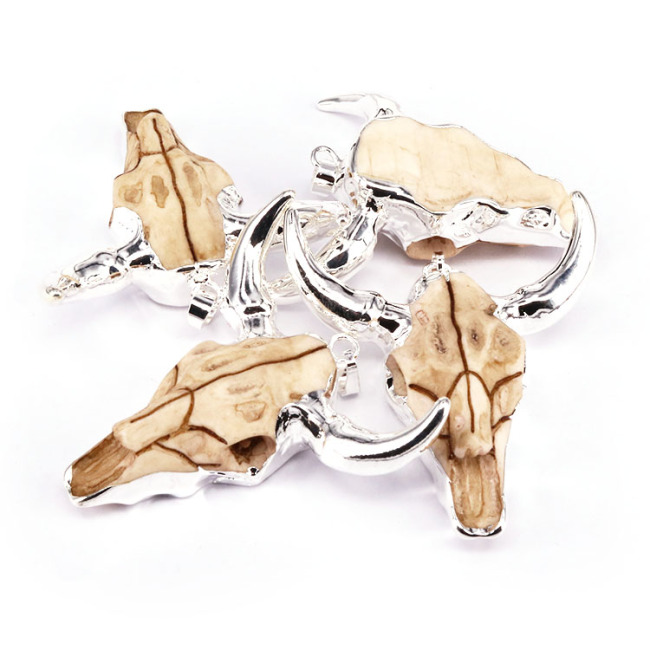 JF6977 Wholesale Gold Silver Plated OX Pendants, Gold Dipped Cattle Bull Pendant