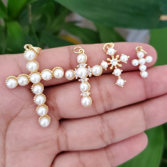 CZ8331 high quality tiny mini CZ micro pave diamond cross pendant charms, pearls cubic zirconia Christian religion pendant CZ8331 high quality tiny mini CZ micro pave diamond cross pendant charms, pearls cubic zirconia Christian religion pendant