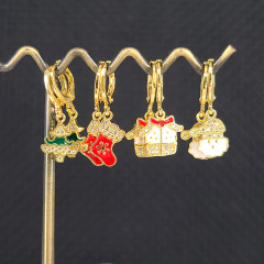 EC1794 Fashion Christmas Xmas Jewelry Gift,Dainty Multicolor Enamel CZ Paved Christmas Santa Claus Sock Tree Earring For Ladies