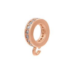 CZ6529 18k gold plated cz micro pave Bail Charm Holder rondelle spacers with open loop,pendant connector