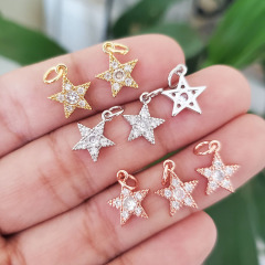 CZ8217 Dainty Celestial Jewelry supplies minimal Mini CZ Micro Pave Star Charm,Small Diamond Cubic Zirconia Star Charms