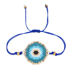 BG1009 Dainty Handmade Miyuki Seed Beaded Evil Evileye Eye Woven Charm Loom Friendship Bracelet for Women Girls