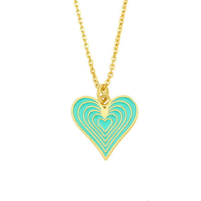 NZ1202 fashion heart pendant ladies enamel necklace ,charm copper pendants  custom stainless steel O chain women necklace