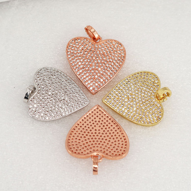 CZ6895 Wholesale CZ micro pave diamond heart pendant,Gold Plated Heart Charms Pendant