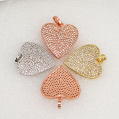 CZ6895 Wholesale CZ micro pave diamond heart pendant,Gold Plated Heart Charms Pendant