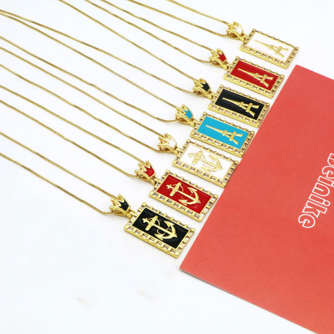 NZ1273 Wholesale Fashion Custom Anchor Pendant Charm Gold Necklace