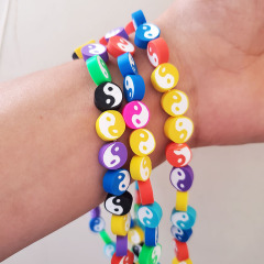 CC1883 Colorful Clay Jewelry Supplies Rainbow Polymer Clay Yin Yang Zen Jewelry Supplies Spacer Beads
