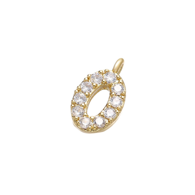 CZ8100 Dainty minimalist Small Clear CZ digits number Charm,Tiny mini Cubic Zirconia Arabic numerals Charm