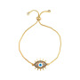 BC1244 Chic Diamond CZ Micro Pave Bar Eye Charm with Adjustable Chain Bracelet