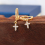 dainty mini 18k gold plated diamond cz micro pave moon and star cross wing lighting cross dangle charm huggies hoop earrings