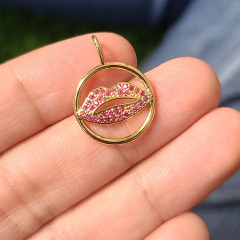 CZ8492 Dainty CZ Micro Pave Jewelry Charms 18k Gold CZ Paved Lock Butterfly Heart Lip Charm Pendants