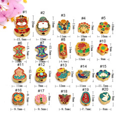 JF8731 Matte Gold Plated Rainbow Enamel Chinese Element Wealth Fortune Lotus Flower Fish Spacer Cloisonne Beads