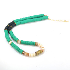 NC1061 Clay Heishi Necklace, Collier Polymer Clay Vinyl Heishi Beads Summer Choker Necklace for Women