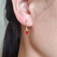 EC1760 18k Gold Plated CZ Diamond Cubic Zirconia Star Dangling Drop Charm Huggies Hoop Earrings