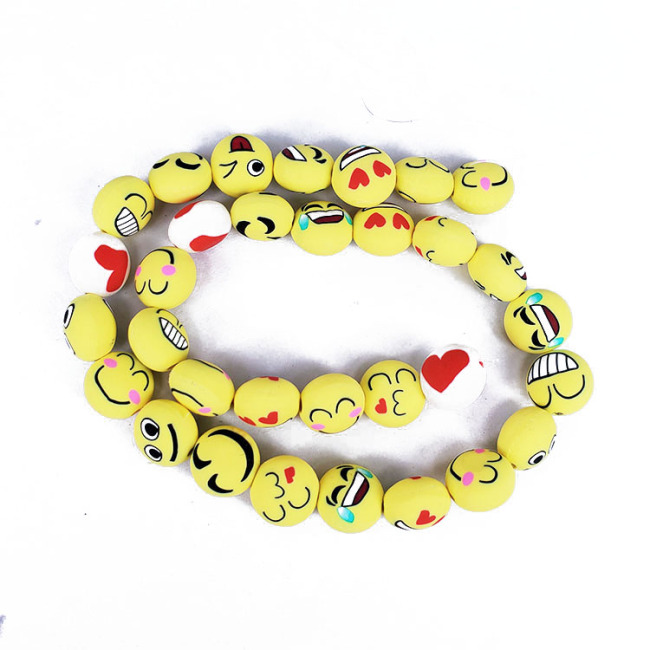 Colorful Clay Jewelry Beads Yellow Polymer Clay Smiley Face Emoji Focal Bracelet Beads for Kids Jewelry