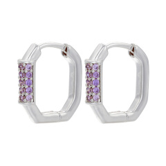 EC1752 Trendy Colour Enamel Rectangle Gold Cuff Ladies Earring ,Fashion Earrings Chunky Thick Hoop CZ Pave Earrings For Women