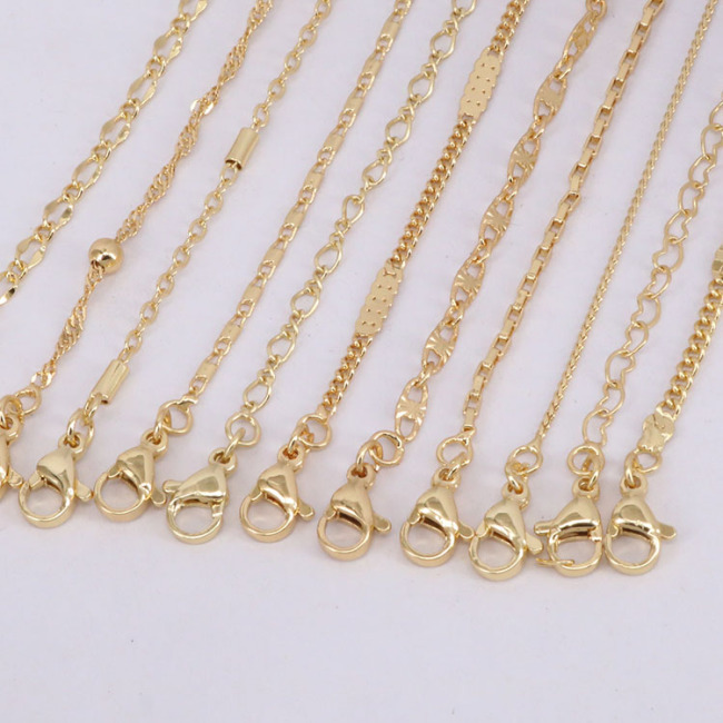 BCL1254 Fashion Tiny Dainty 18K Gold Plated Cable Curb Ready Finished Necklace Soldered Chain