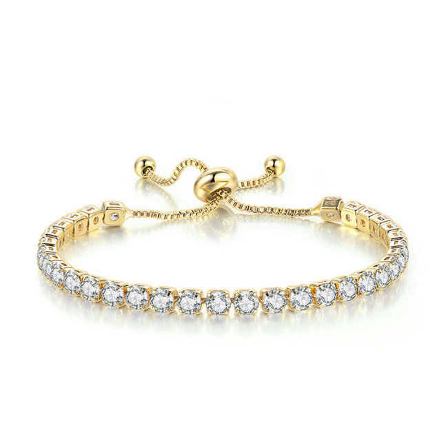 BC1315 4mm Simple Birthstone Diamond Zircon Cubic Zirconia Chain Slide Bracelet,Diamond CZ Adjustable Bracelets Tennis Bracelet