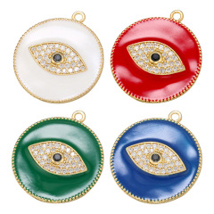 CZ7953 2020 Spring pendant Jewelry Chic Enamel Blue Red White Black CZ Micro pave Eye Disc Pendants