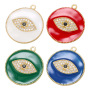 CZ7953 2020 Spring pendant Jewelry Chic Enamel Blue Red White Black CZ Micro pave Eye Disc Pendants