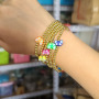 BP1033 Chic Small 18k Gold Accents Beaded Multi Colored Vinyl Clay Polymer Butterfly Flower Stacking Bracelets