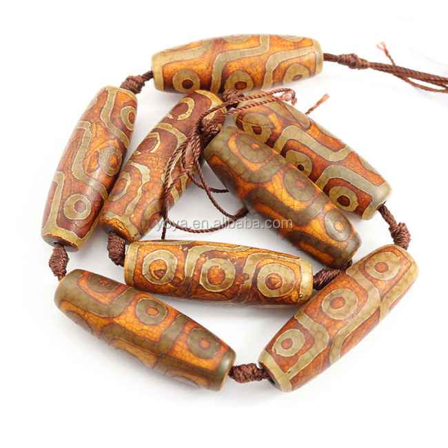 AB0423 Wholesale Tibetan Agate Old Dzi Barrel Beads,DZI Tibetan Agate Drum Beads