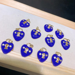 CZ8403 18k Gold Plated brass cz diamond pave enamel heart charms Pendant