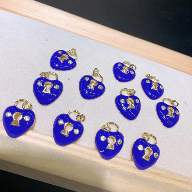 CZ8403 18k Gold Plated brass cz diamond pave enamel heart charms Pendant