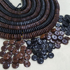 SB0695 Natural brown coconut wood heishi disc jewelry spacer beads