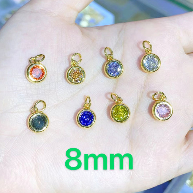 CZ8459 18K Gold Plated CZ Cubic Zirconia Pave Round Circle Charms ,Mini Round Charm Pendant For Necklace Earring Jewelry Making