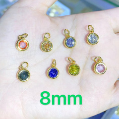 CZ8459 18K Gold Plated CZ Cubic Zirconia Pave Round Circle Charms ,Mini Round Charm Pendant For Necklace Earring Jewelry Making