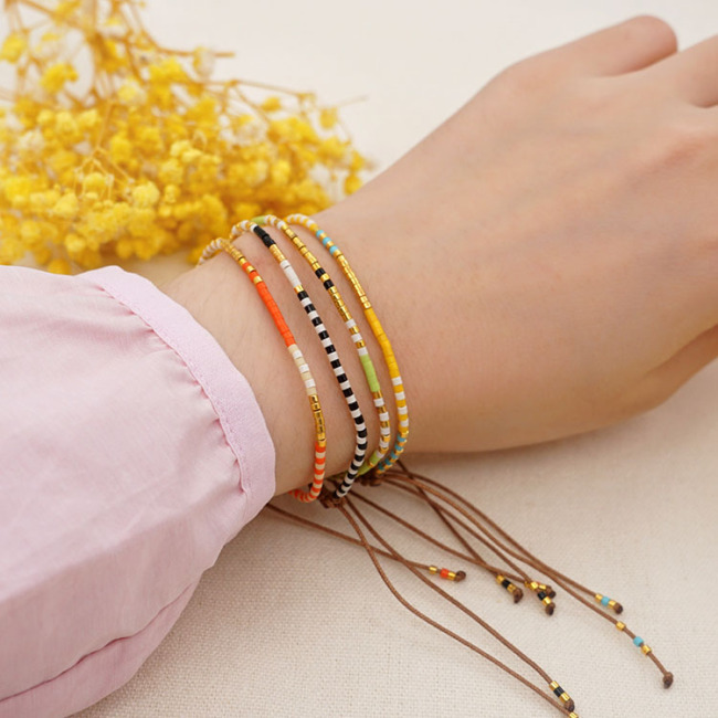 BRH1011 dainty Petite mini tiny seed beaded string Layering bracelet