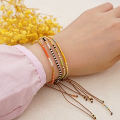 BRH1011 dainty Petite mini tiny seed beaded string Layering bracelet