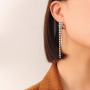 ES1098 2022 New Dainty Chic Fashion Stainless Steel Gold CZ Micro pave Tassel Fringe Eveyday Earrings for Women
