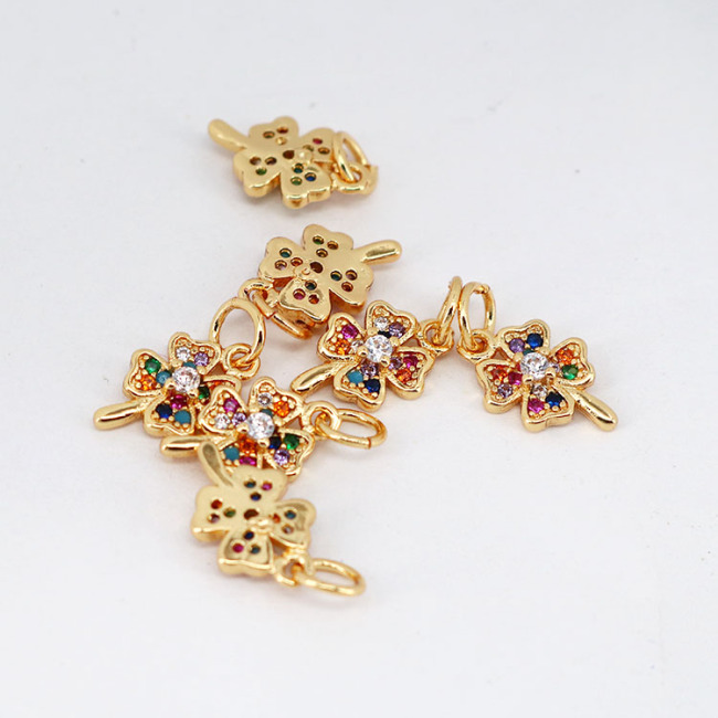CZ7933 Dainty Mini Small Multicolor CZ Charm,Tiny Cubic Zirconia Dancing Girl Heart Rainbow Charm