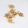 CZ7933 Dainty Mini Small Multicolor CZ Charm,Tiny Cubic Zirconia Dancing Girl Heart Rainbow Charm