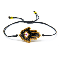 BG1049 Miyuki Seed loom Beaded Hamsa Fatima Hand Adjustable Amulet Charms Jewelry Friendship Bracelets