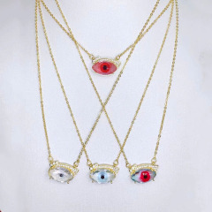 NZ1230 18k gold plated brass cz gemstone glass crystal  evil eyes charms Pendant Necklaces jewelry gift for lady