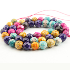 AB0045 Wholesale Faceted multicolor fire Crackle agate beads