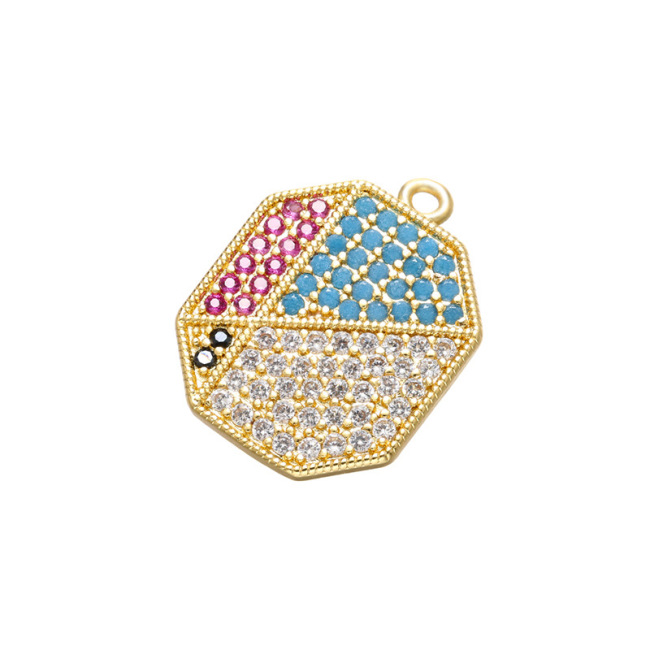 CZ8007 High Quality Rose Gold CZ Micro Pave Geometric Pendant, Octagon,Hexagon Roundel Disc Micro Pave Charm for Jewelry Making