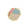 CZ8007 High Quality Rose Gold CZ Micro Pave Geometric Pendant, Octagon,Hexagon Roundel Disc Micro Pave Charm for Jewelry Making