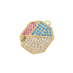 CZ8007 High Quality Rose Gold CZ Micro Pave Geometric Pendant, Octagon,Hexagon Roundel Disc Micro Pave Charm for Jewelry Making