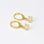 EC1760 18k Gold Plated CZ Diamond Cubic Zirconia Star Dangling Drop Charm Huggies Hoop Earrings