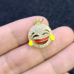 CZ8352 Wholesale colored enamel cz micro pave charm pendant,cubic zirconia diamond smiley pendant